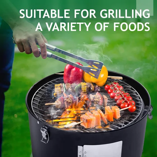 Miniatura 6 de Outvita Ahumador Vertical de Carbón de Acero de 18.5 Pulgadas, Parrilla Cocinero Portátil Resistente 3 en 1 para Exteriores con Termómetro Integrado