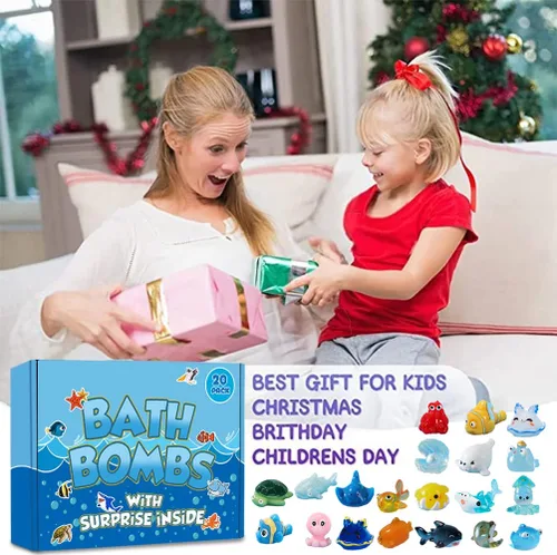Miniatura 6 de Bombas de baño para niños con animales marinos sorpresa en el interior, set de regalo de 20 bombas de baño con forma de concha para niños, bombas