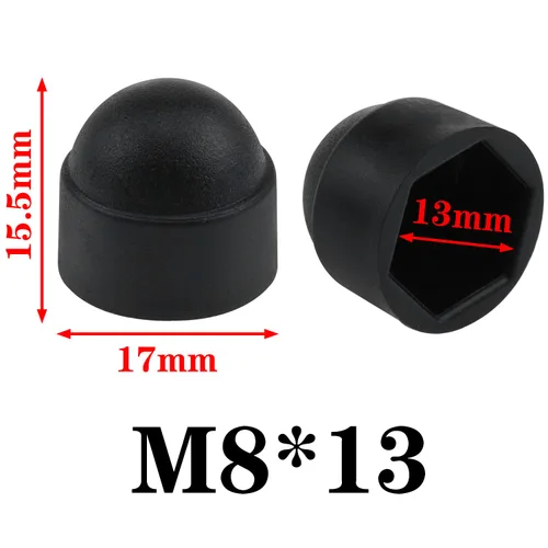 Miniatura 2 de AYLIFU 25 tapas protectoras de tuerca hexagonal de plástico negro M8; cubiertas hexagonales M8x13mm