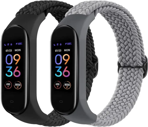 Miniatura 9 de Meliya Bandas de nailon para Amazfit Band 5 correas de repuesto para mujeres y hombres, paquete de 2 correas deportivas de nailon suave compatibles