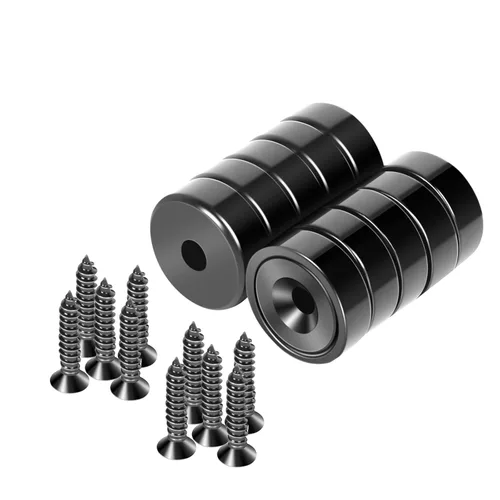 Miniatura 15 de Neosmuk Imanes con Tornillos, Imán de Disco de Neodimio Fuerte de 130 libras con Agujeros en el Centro, Imán de Copa con Orificio de Montaje