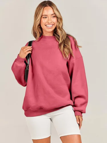 Miniatura 6 de ANRABESS Sudaderas de gran tamaño con capucha para mujer, cuello redondo, sin botones, ropa casual de otoño, ropa de preparación, adolescentes