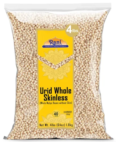 Rani Urid/Urad Gota White (frijoles mate sin piel), lentejas indias 64 onzas (4 libras) 4.0 lbs ~ totalmente natural, apto para gluten, sin OMG,