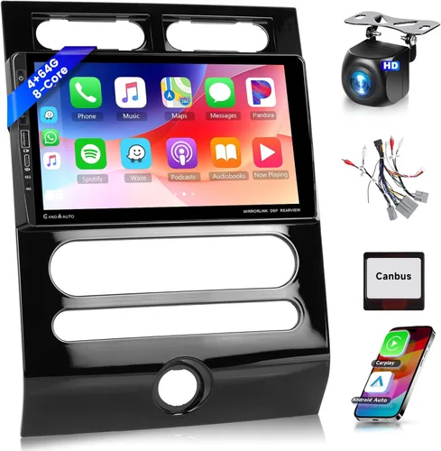 Estéreo de coche 8Core 4G+64G para Ford Expedition 2007-2014 Radio A/C automática con pantalla táctil de 9 pulgadas 1280X720P, Carplay inalámbrico
