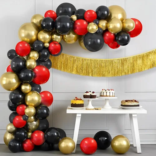 Miniatura 10 de KatchOn, Kit de arco de globos de graduación dorados y negros 2026 – Paquete de 85 Flecos de graduación, telón de fondo de graduación