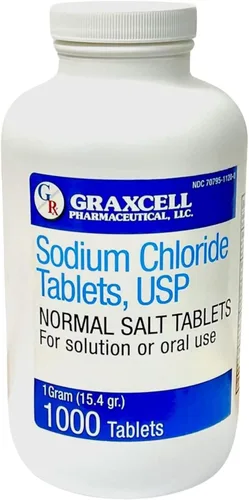 Comprimidos de Cloruro de Sodio 1gm | Pastillas de sales de electrolito para el síndrome POTS y apoyo a la disautonomía | Rehidratación rápida,
