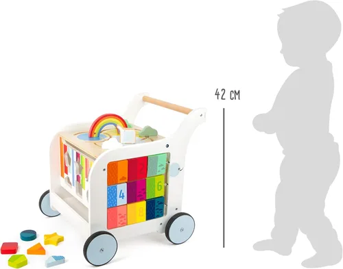 Miniatura 9 de Small Foot Wooden Toys - Andador de elefante dulce prémium y centro de actividades 5 en 1 diseñado para niños pequeños de 12 meses en adelante