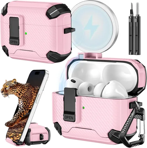 Miniatura 50 de Inesore for AirPods Pro 3 Case (2025) with Phone Stand Design, Compatible with MagSafe, Auto-Locking Case Cover for Air Pods Pro 3rd with Cleaning