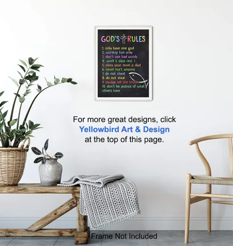 Miniatura 5 de Decoración de pared de los Diez Mandamientos para niños, niñas, habitación de niños pequeños o guardería, arte de pared con versículos religiosos