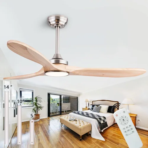 Miniatura 12 de QUTWOB Ventilador de techo de madera de 42 pulgadas con control remoto de luces, motor CC silencioso de 3 aspas para patio, sala de estar, Cuerpo