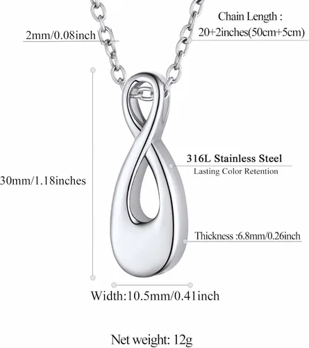 Miniatura 14 de FindChic Collares personalizados con urna para cenizas, barra vertical, gato, luna, reloj de arena, garra de perro, acero inoxidable, chapado en oro