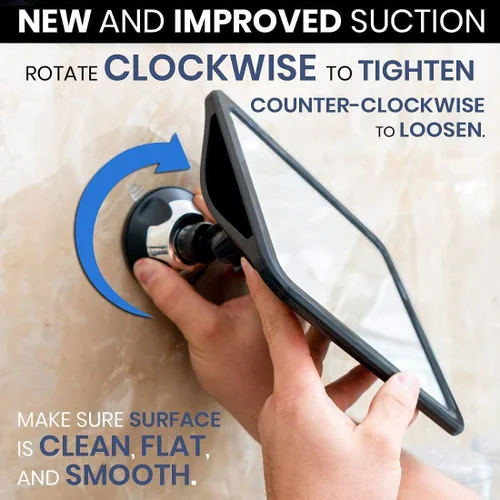 Miniatura 6 de MIRRORVANA Espejo de ducha sin niebla para afeitar con succión mejorada, diseño antiniebla dual, superficie irrompible y giro de 360°, 8" x 7