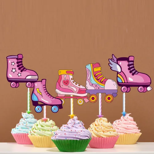 Miniatura 4 de 36 piezas de patines de postre para cupcakes, suministros de fiesta, decoración de fiesta de cumpleaños para niños y niñas, decoración de fiesta