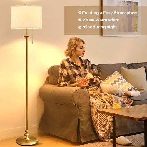 Miniatura 2 de Lámpara de pie dorada de 60", lámpara de pie para sala de estar, dormitorio, oficina y comedor - Lámparas de pie de esquina altas con interruptor
