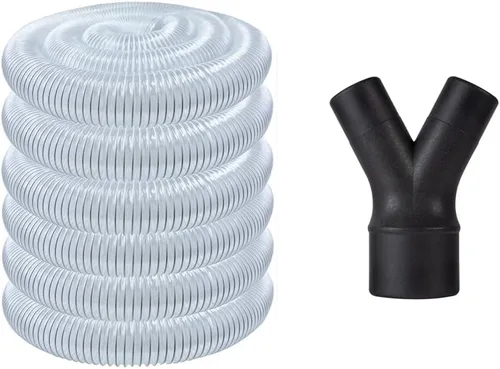 POWERTEC 70240 Manguera de recogida de polvo de PVC (2-1/2 pulgadas x 50 pies) | Manguera de PVC resistente en espiral izquierda flexible y