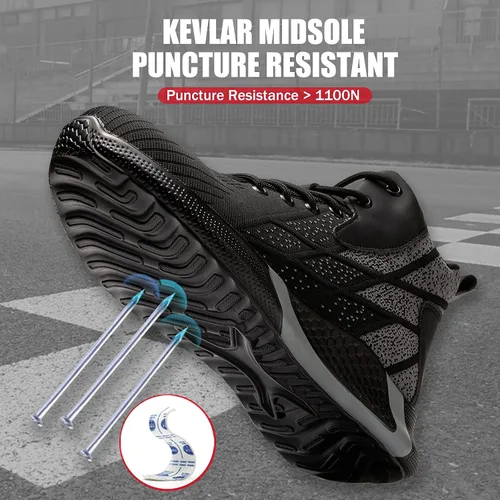 Miniatura 3 de ARCHINSERT Zapatos de punta de acero para hombres y mujeres, zapatos de seguridad indestructibles, resistentes al deslizamiento, puntera de acero
