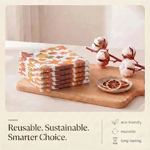 Miniatura 8 de Toallas de Cocina Urban Villa con Estampado de Hojas de Cosecha, Juego de 6 Toallas de 50,8 cm X 76,2 cm 100% Algodón, Toallas Altamente Absorbentes