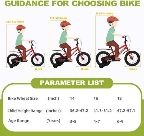 Miniatura 6 de Bicicleta plegable de 14/16/18 pulgadas con ruedas de entrenamiento, regalos para niñas y niños de 3 a 10 años, bicicleta para niños pequeños