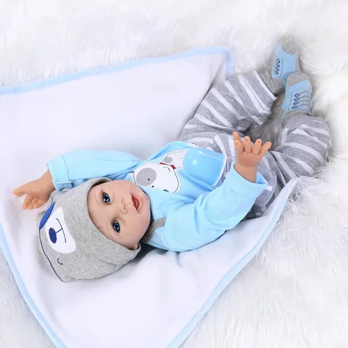 Miniatura 4 de iCradle Muñeca realista de 18 pulgadas y 17.7 in Reborn Baby Doll de silicona suave para niños de 3 años en adelante