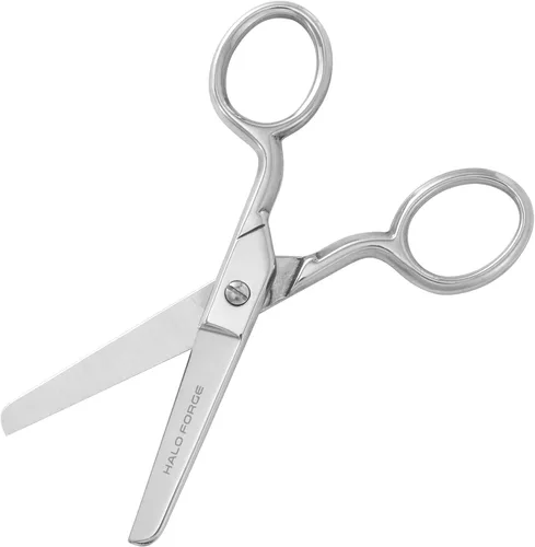 Miniatura 3 de HALO FORGE Tijeras de costura de punta redonda: pequeñas tijeras de tela pequeñas afiladas de seguridad, tijeras de acero inoxidable de plata