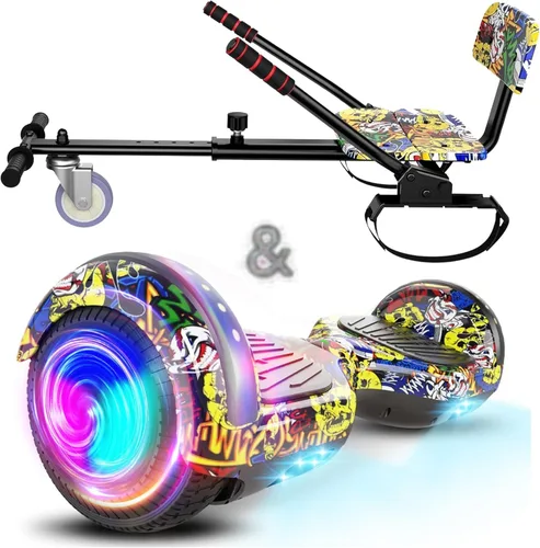 Miniatura 13 de SISIGAD Accesorio para asiento de scooter, 6.5 pulgadas, auto equilibrante, Go Kart, con Bluetooth y luces LED 6.5" negro+negro