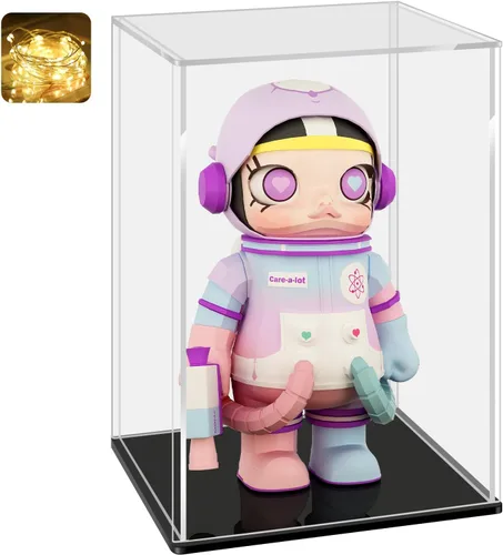 Miniatura 24 de LANSCOERY Vitrina de Acrílico, Caja de Exhibición Ensamblable para Coleccionables, con Diseño a Prueba de Polvo y Sin Costuras, Base Negra de Negro