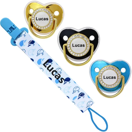 Miniatura 10 de 4 unidades, chupete personalizado con nombre, clip para chupete personalizado, regalo de bebé para niños y niñas recién nacidos, accesorio de bebé