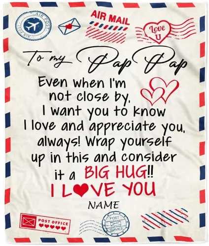 Miniatura 6 de Manta de forro polar personalizada con texto en inglés «To My Grandad» de Grandkids I Love You Hugs con texto en inglés «To My Grandad»