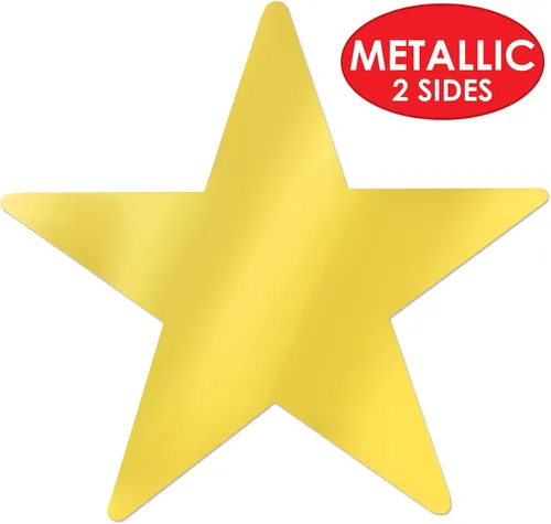 Miniatura 4 de Beistle 12 piezas de plástico metálico dorado con recorte de estrella para bodas, fiestas de cumpleaños, decoración de aula