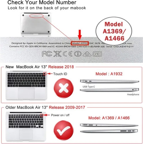 Miniatura 2 de iCasso Funda para MacBook Air de 13 pulgadas (versión anterior 2010-2017), carcasa protectora rígida de plástico y cubierta de teclado solo