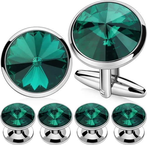 Miniatura 39 de HAWSON Gemelos para hombre con juego de tachuelas de camisa de 4/6 piezas, caja de regalo, joyería para hombre o accesorios para boda, fiesta