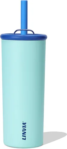 Miniatura 10 de Vaso de caramelo, botella de agua aislada de acero inoxidable de 25 onzas, tapa 2 en 1 con popote flexible, sin BPA, apto para vasos, apto