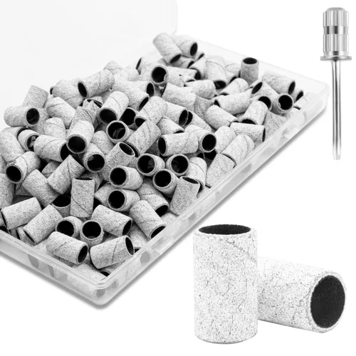 Miniatura 10 de Juego de bandas de lijado para taladro de uñas, 300 bandas de grano grueso y fino (100#180#240#) con brocas de mandril de 3/32 pies para manicura