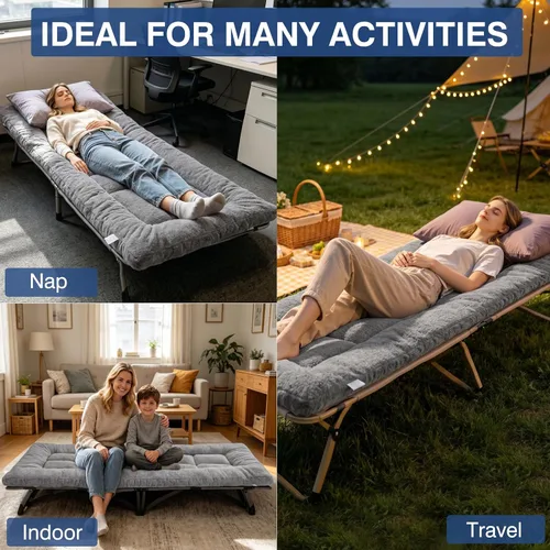 Miniatura 8 de Almohadilla Gruesa para Dormir de Campamento - Almohadillas de Cuna de Campamento de Pelusa de Cordero para Adultos, Colchoneta Suave para Dormir