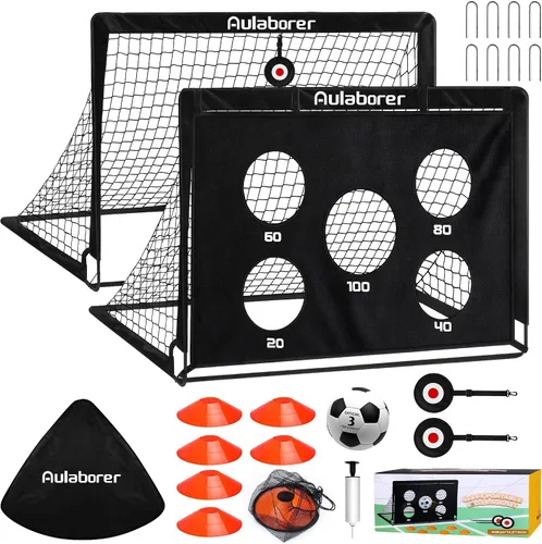 Miniatura 10 de Portería de fútbol, 4x3 pies. Juego de porterías de fútbol para niños para el patio trasero, portería de fútbol emergente portátil con red