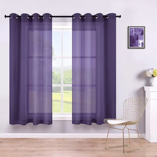 Miniatura 20 de KOUFALL Cortinas traslúcidas de 120 pulgadas de 2 paneles con ojales, juego extra largo de 10 pies de largo, cortinas altas para ventana grande, 52