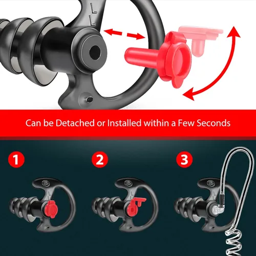 Miniatura 6 de Zeadio Auricular de triple brida, cómodo tapón de silicona para oído – grande, par de 4, negro
