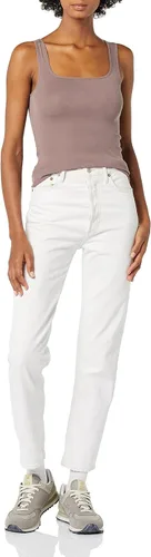 Miniatura 4 de Tienda Essentials Camiseta de tirantes de cuello cuadrado ajustada para mujer, paquete de 2