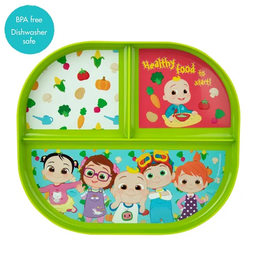 Miniatura 4 de The First Years CoComelon - Juego de vajilla para niños pequeños, juego de vajilla de plástico y utensilios para niños, 2 platos reversibles