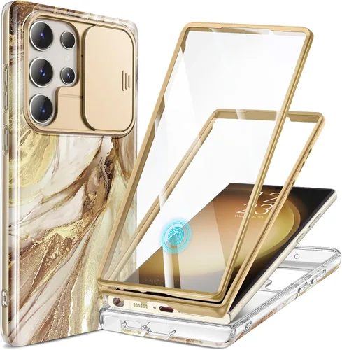 Miniatura 30 de GVIEWIN para Samsung Galaxy S23 Ultra Funda con cubierta deslizante para cámara, [Protector de pantalla incorporado] [2 Marcos frontales] Funda