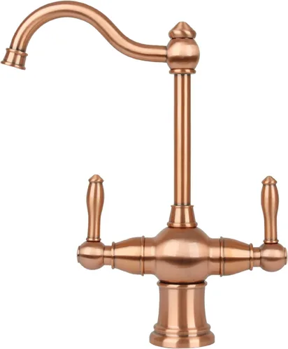 Grifo de filtro de agua potable de cobre de dos asas, grifo de agua caliente y fría de doble palanca para dispensador de tanque de agua caliente