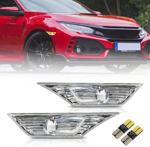 Miniatura 8 de Lente transparente Led luz de marcador lateral para 2016 en adelante Hon'da Civic Sedan/Coupe/Hatchback reemplazar OEM # H02551127N halógeno