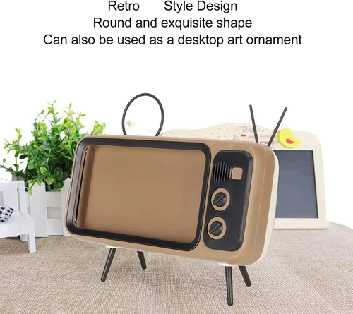 Miniatura 4 de ZJchao Soporte de teléfono retro para TV, estilo TV, soporte de teléfono retro para arañazos, decorativo, soporte para teléfono móvil de escritorio
