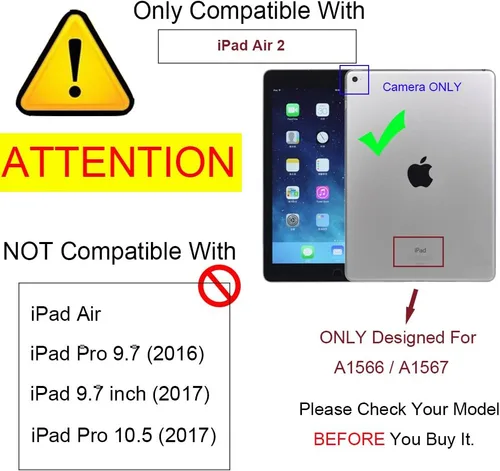 Miniatura 2 de RUBAN Funda para iPad Air 2 (versión 2014) – Delgado Ligero Protector Smart Shell Anti-Antiarañazos Antiarañazos Flexible Suave TPU Back Cover Stand