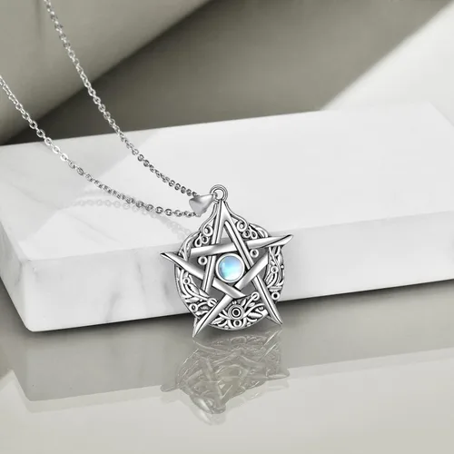 Miniatura 4 de ONEFINITY Collar de piedra lunar cruz de plata esterlinadrgaonhongoluna crecientepentagramatalismán collar con colgante de nudo celta regalos