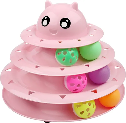 Miniatura 18 de UPSKY Juguete Rodillo para Gatos Tornamesa de 3 Niveles Juguete para Gatos con Pelotas con Seis Pelotas Coloridas Juguetes Interactivos para Gatitos