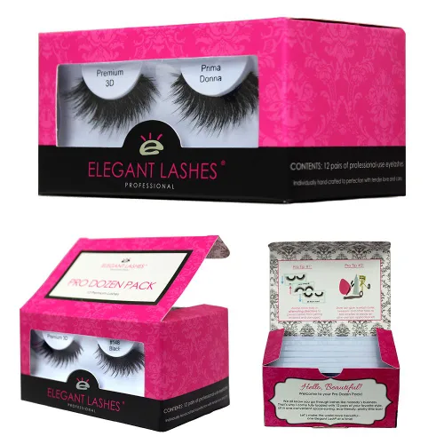 Miniatura 2 de Elegant Lashes D126 (paquete de docena profesional - 12 pares) Pestañas postizas alargadoras con diamantes de imitación para disfraz de Halloween