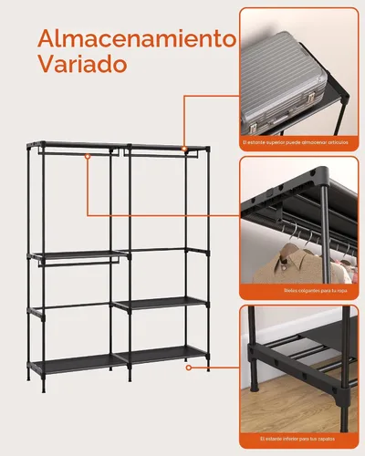 Miniatura 6 de CASAMAYA Perchero de Ropa, Armario Portátil, Armario de Capacidad Grande de 54.3 Pulgadas, Organizador de Almacenamiento de Ropa con Estantes y 3