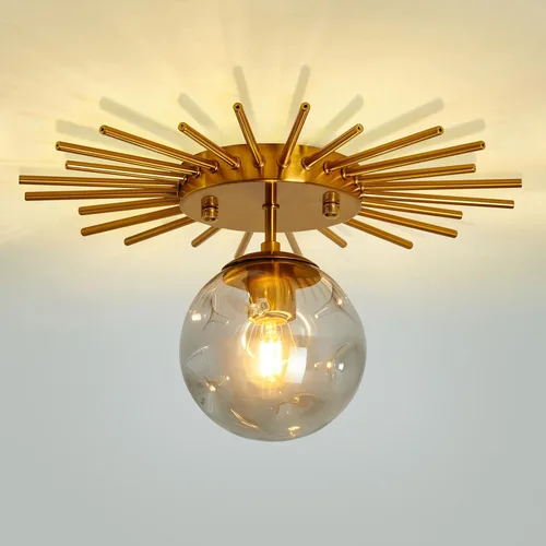 Miniatura 10 de UOFUS Lámpara de techo pequeña de montaje empotrado negra con globo de cristal Sputnik Starburst 1 luz cerca de techo para pasillo, comedor, Negro