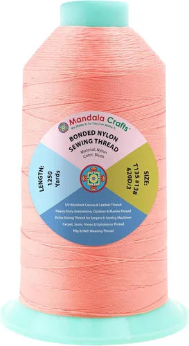 Miniatura 384 de Mandala Crafts - Hilo de nailon para coser cuero, tapicería, mezclilla y para trenzar el pelo; resistente, 1500 yardas, tamaño 69 T70 Marrón